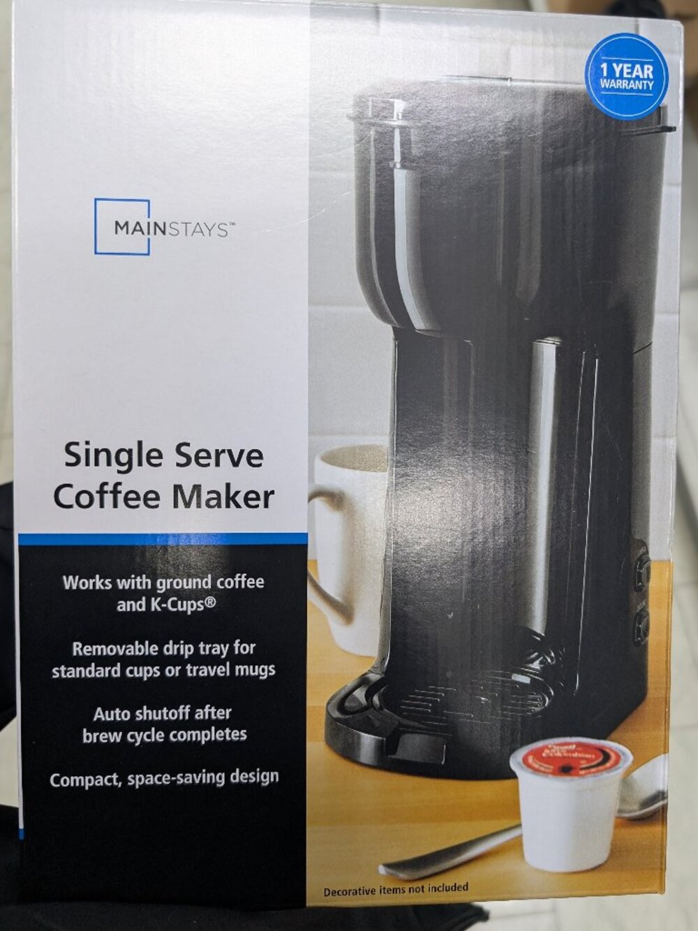 Mainstays Black Single Serve Coffee Maker